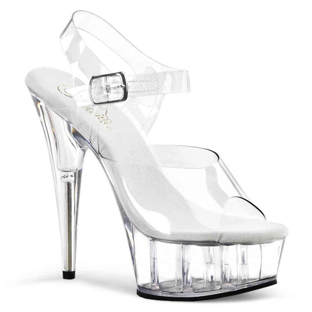 Pleaser - DELIGHT608 Sandaal met enkelband - Transparant/Zilverkleurig Product image